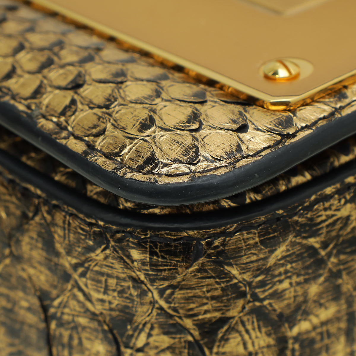 Tom Ford Metallic Gold Python Natalia Chain Flap Small Bag