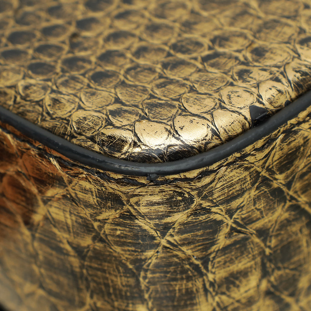 Tom Ford Metallic Gold Python Natalia Chain Flap Small Bag