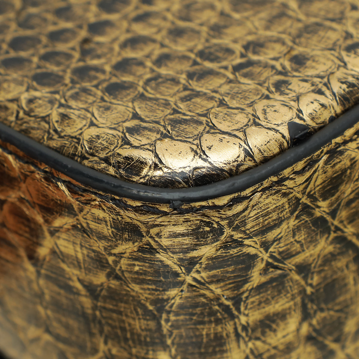 Tom Ford Metallic Gold Python Natalia Chain Flap Small Bag