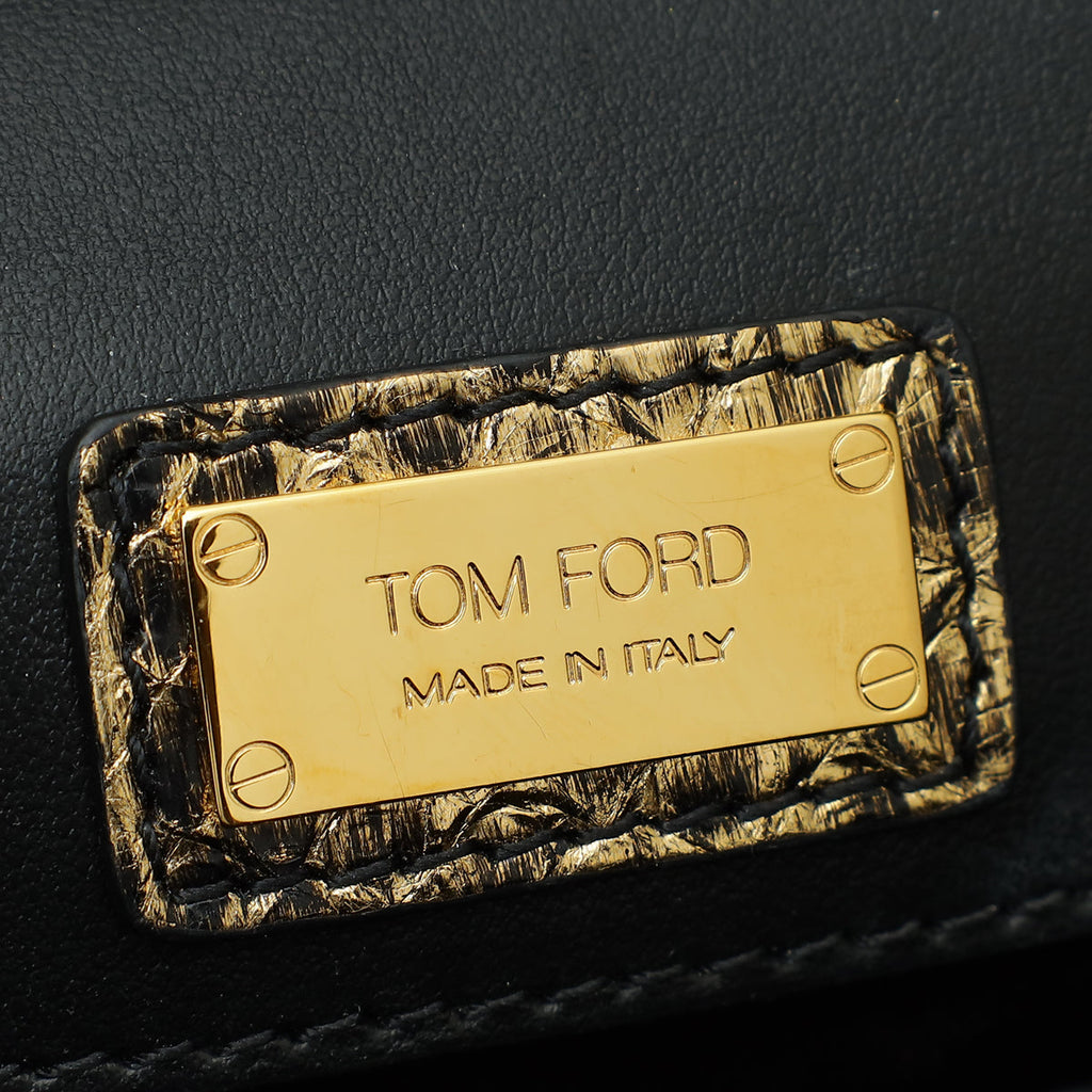 Tom Ford Metallic Gold Python Natalia Chain Flap Small Bag