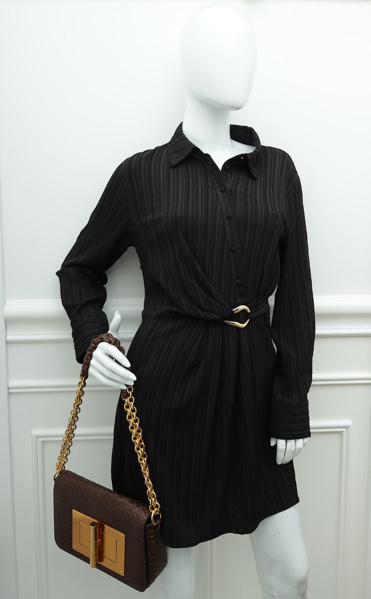 Tom Ford Metallic Brown Python Natalia Medium Chain Bag