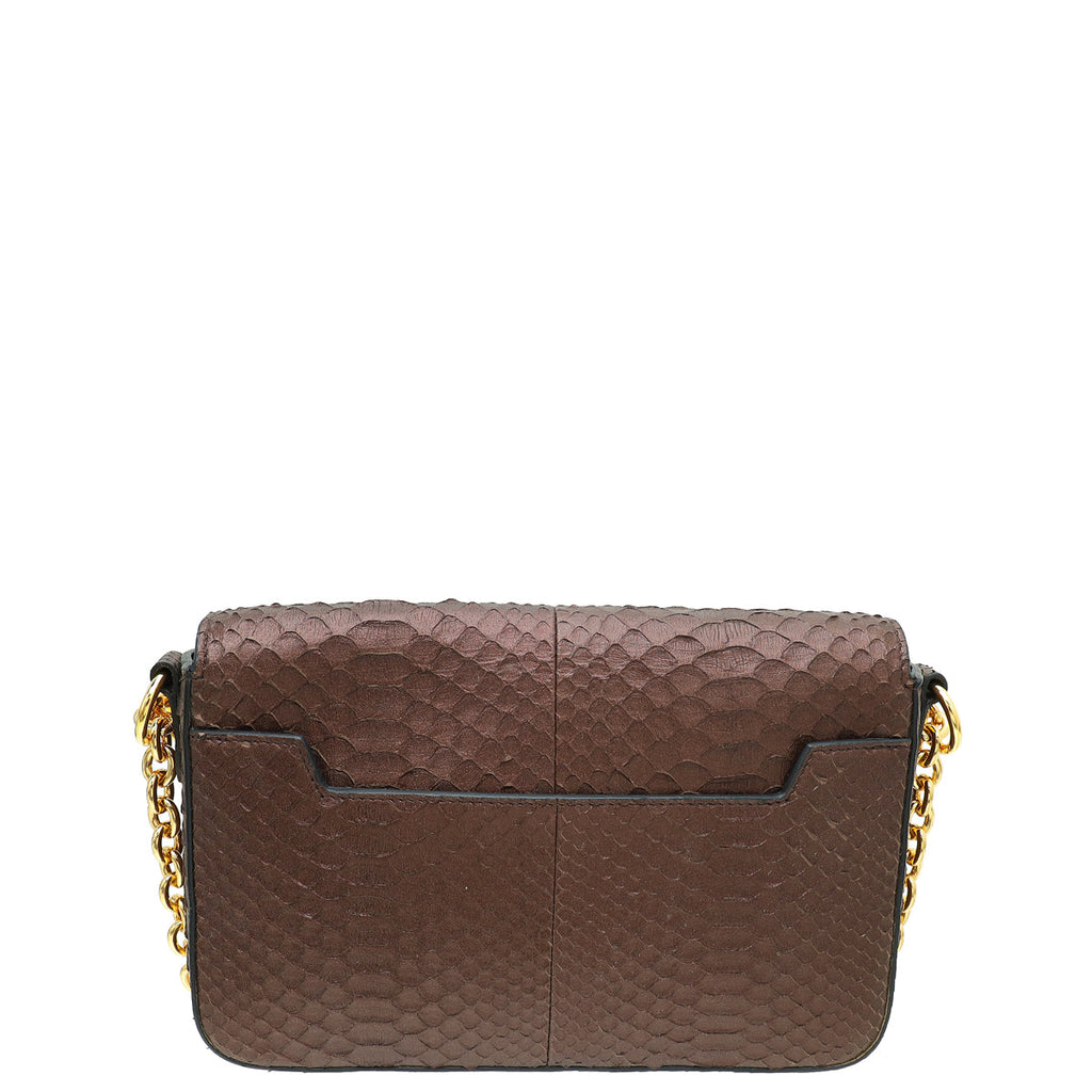 Tom Ford Metallic Brown Python Natalia Medium Chain Bag