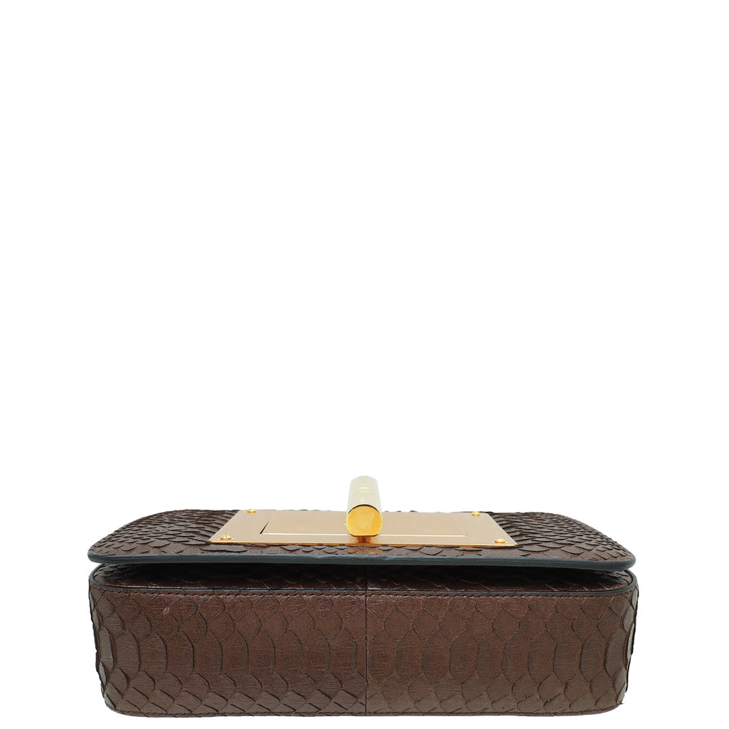 Tom Ford Metallic Brown Python Natalia Medium Chain Bag
