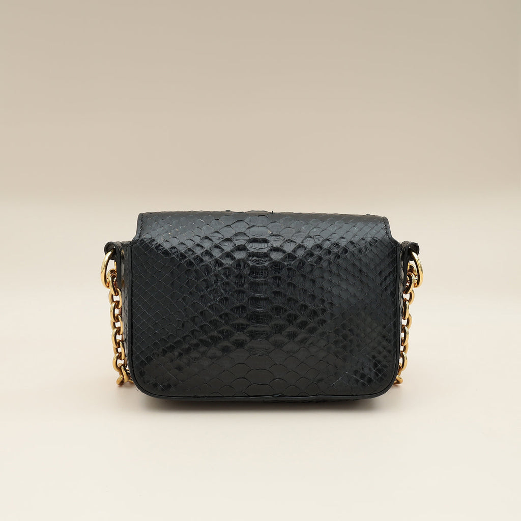 Tom Ford Black Python Natallia Mini Flap Bag