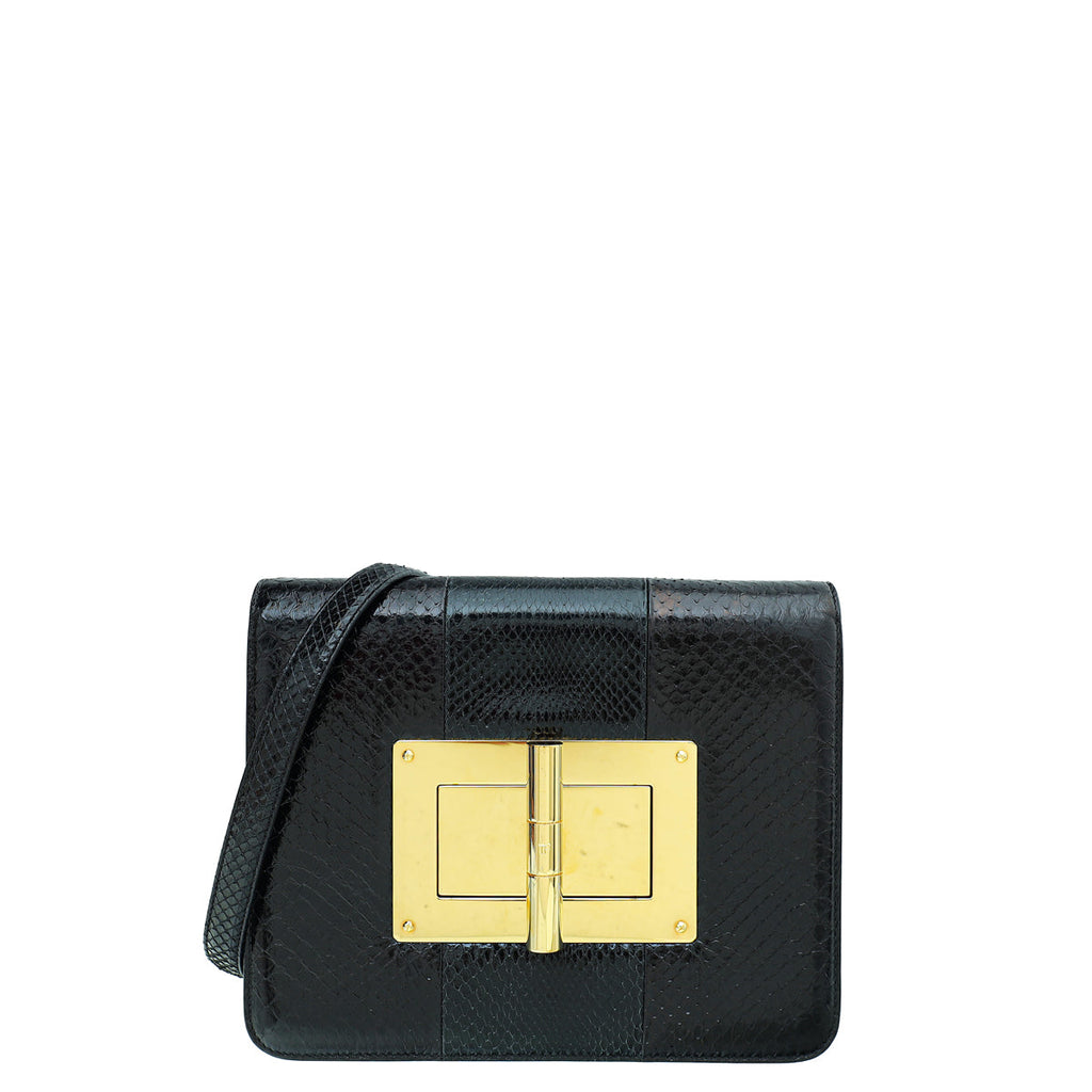 Tom Ford Black Python Natalia Large Satchel Bag