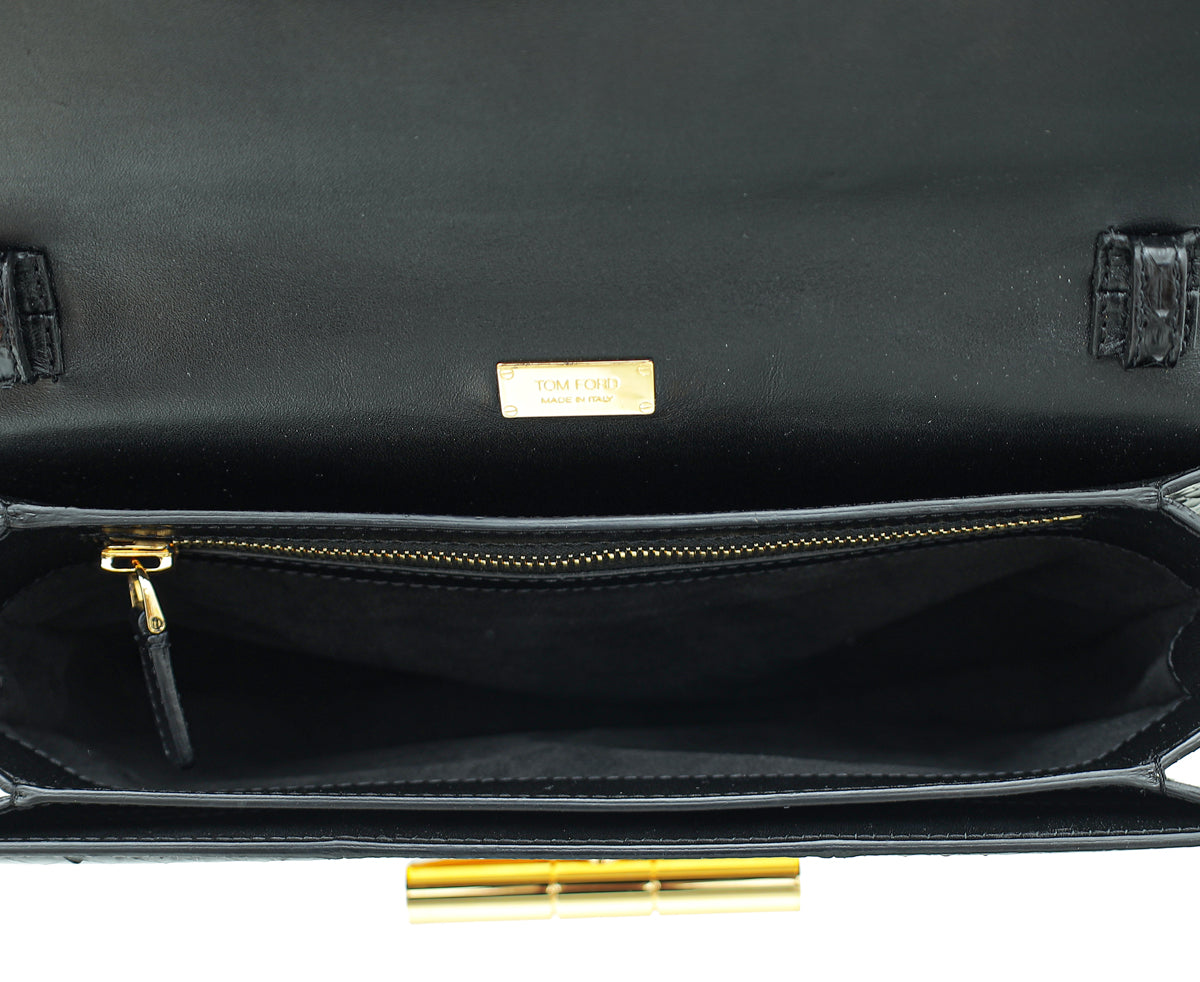 Tom Ford Black Python Natalia Large Satchel Bag