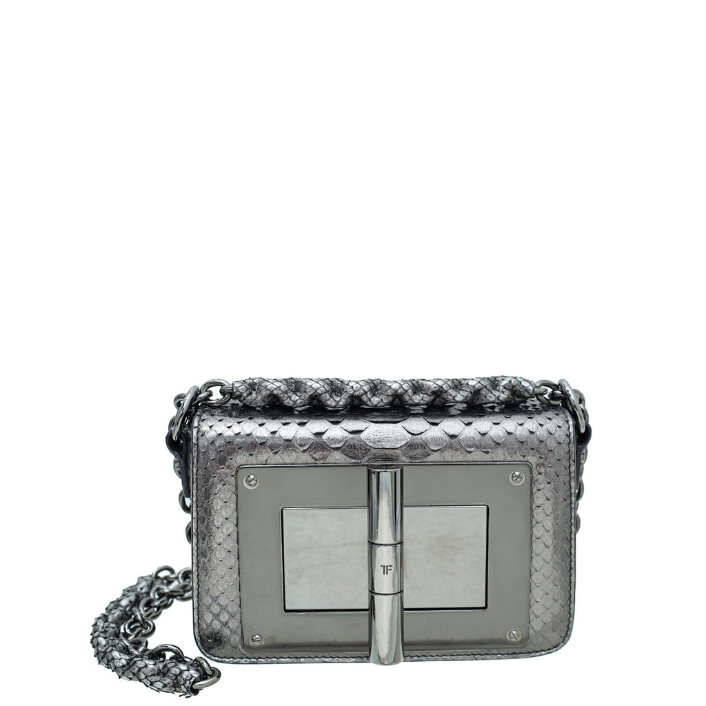 Tom Ford Metallic Gray Python Chain Natalia Bag