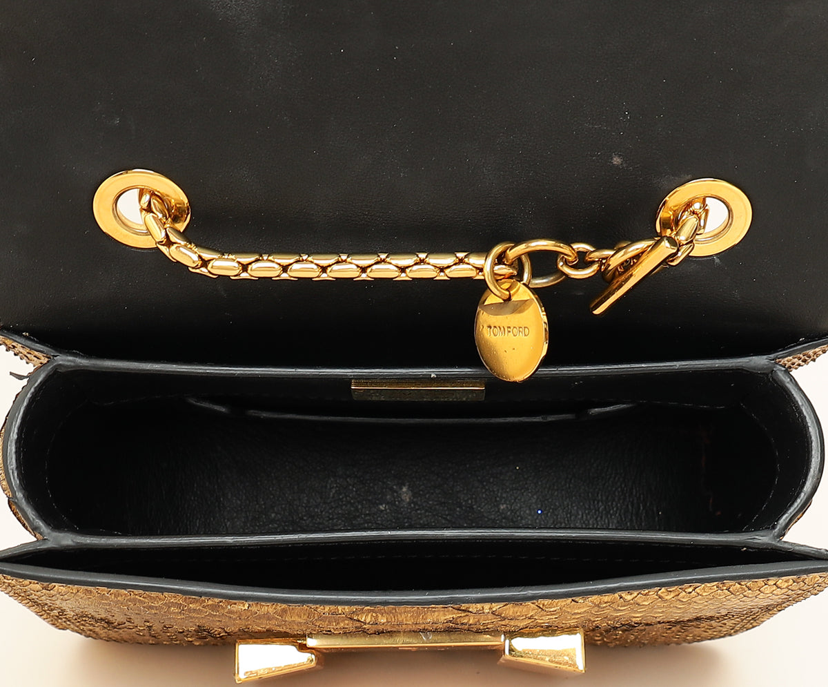 Tom Ford Gold Metallic Python Sienna Shoulder Bag