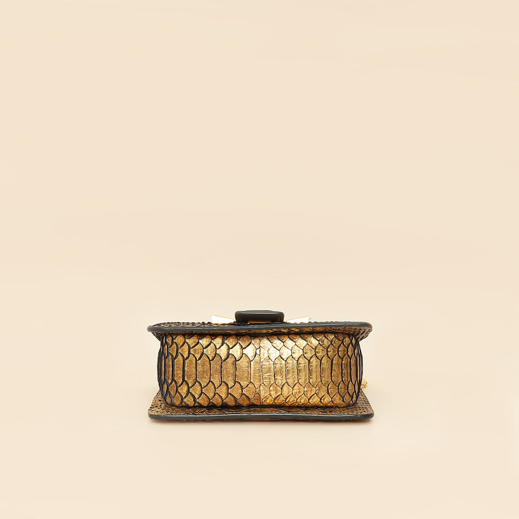 Tom Ford Gold Metallic Python Sienna Shoulder Bag