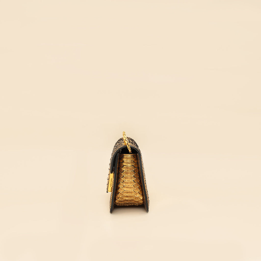 Tom Ford Gold Metallic Python Sienna Shoulder Bag