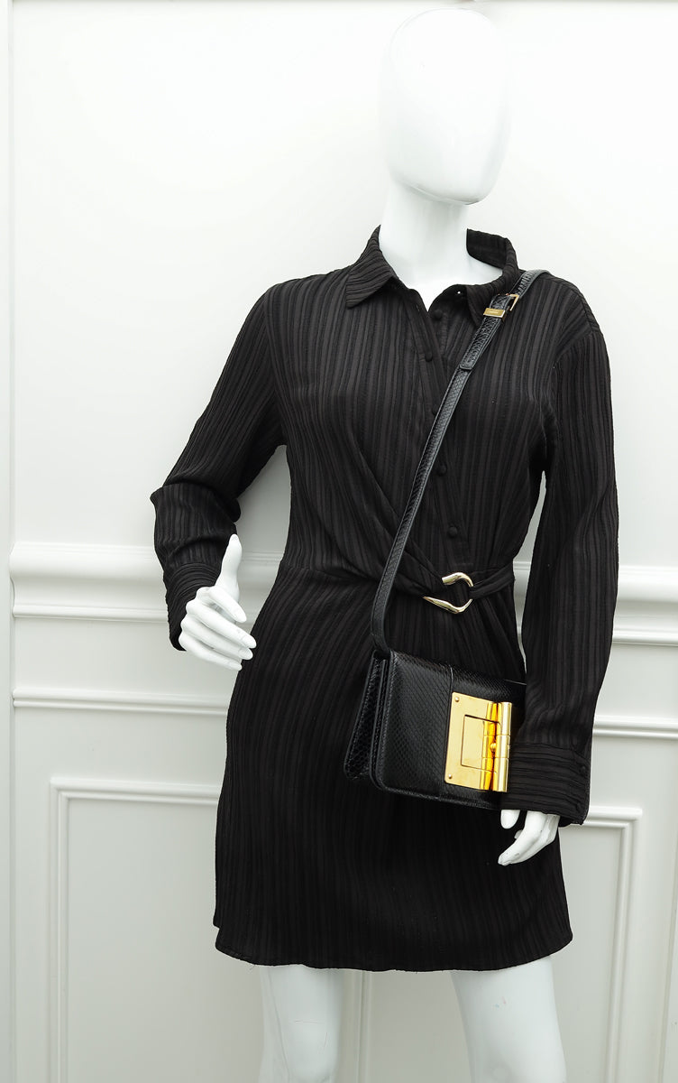 Tom Ford Black Python Natalia East West Clutch Bag
