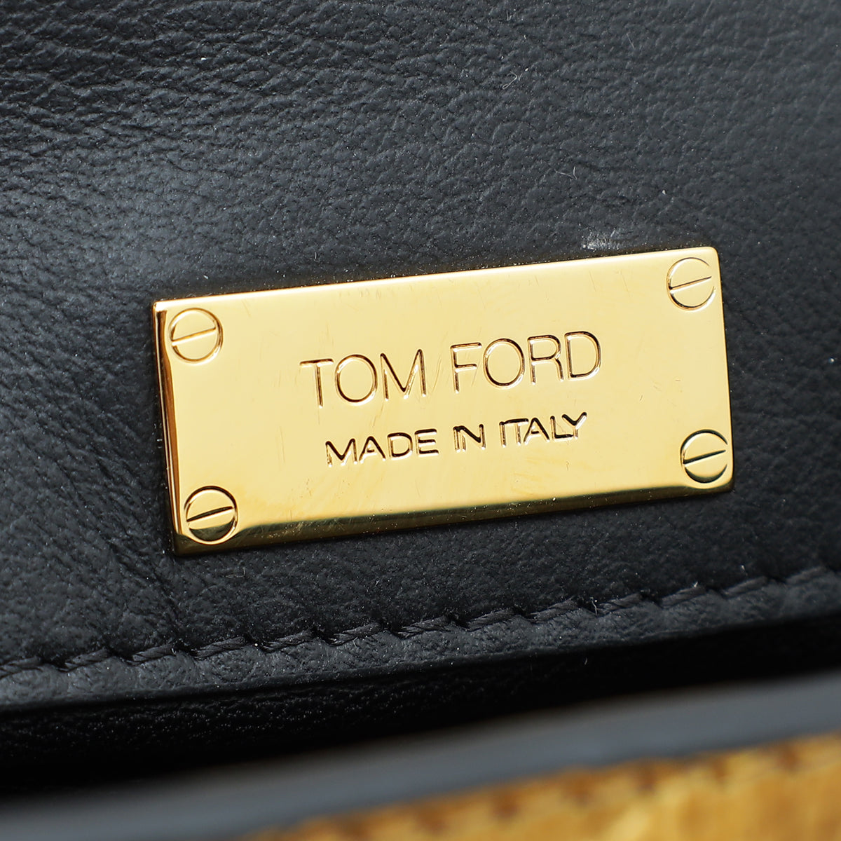 Tom Ford Metallic Gold Python Mini Natalia Chain Flap Bag