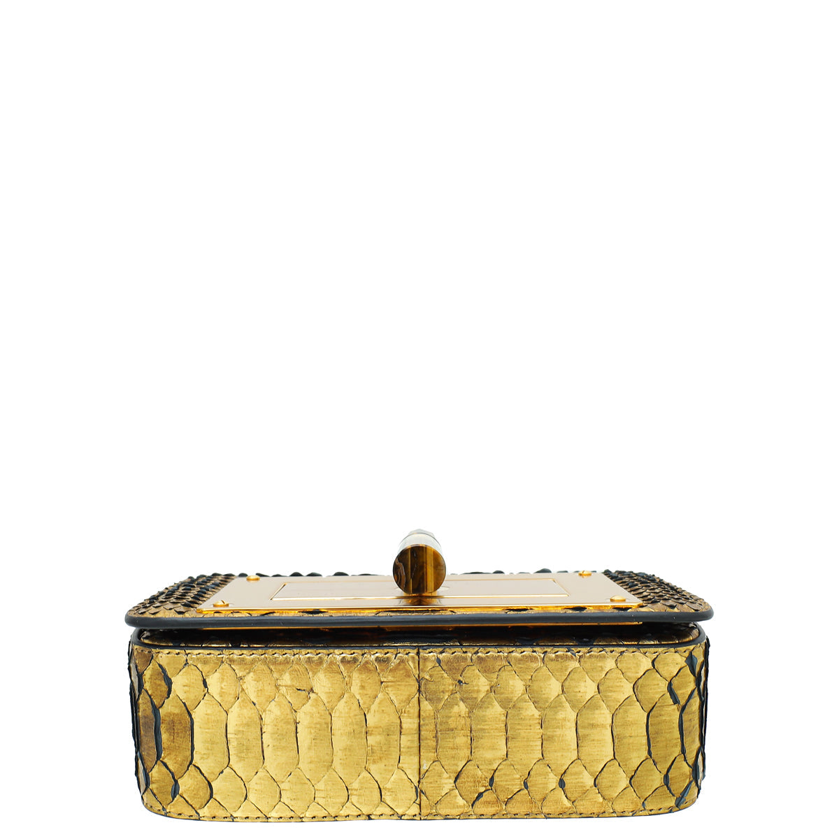 Tom Ford Metallic Gold Python Mini Natalia Chain Flap Bag