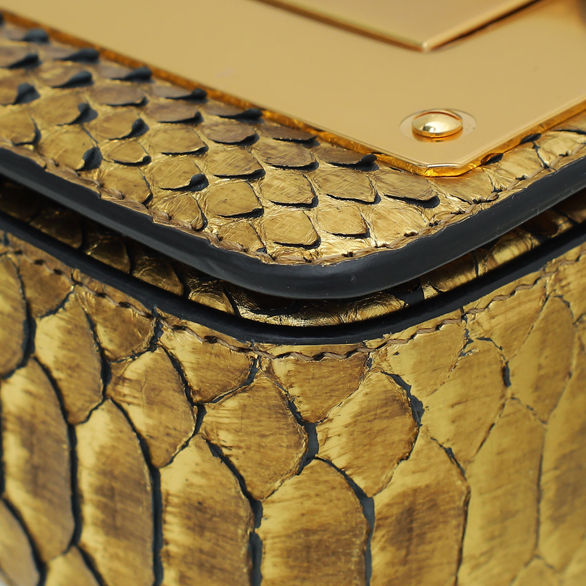 Tom Ford Metallic Gold Python Mini Natalia Chain Flap Bag