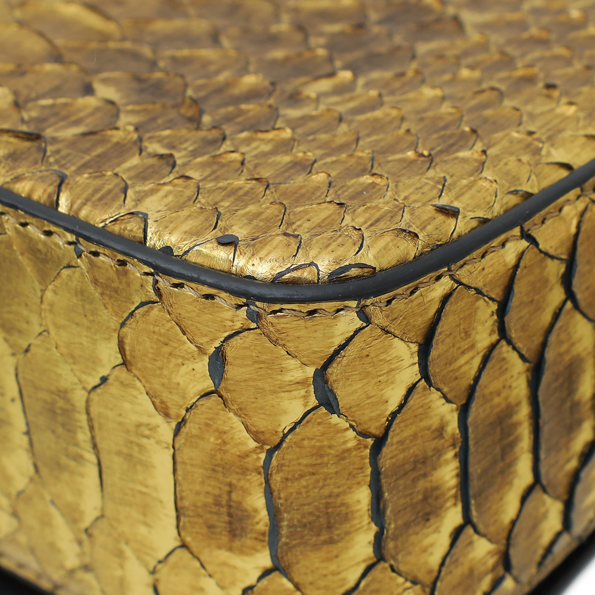 Tom Ford Metallic Gold Python Mini Natalia Chain Flap Bag