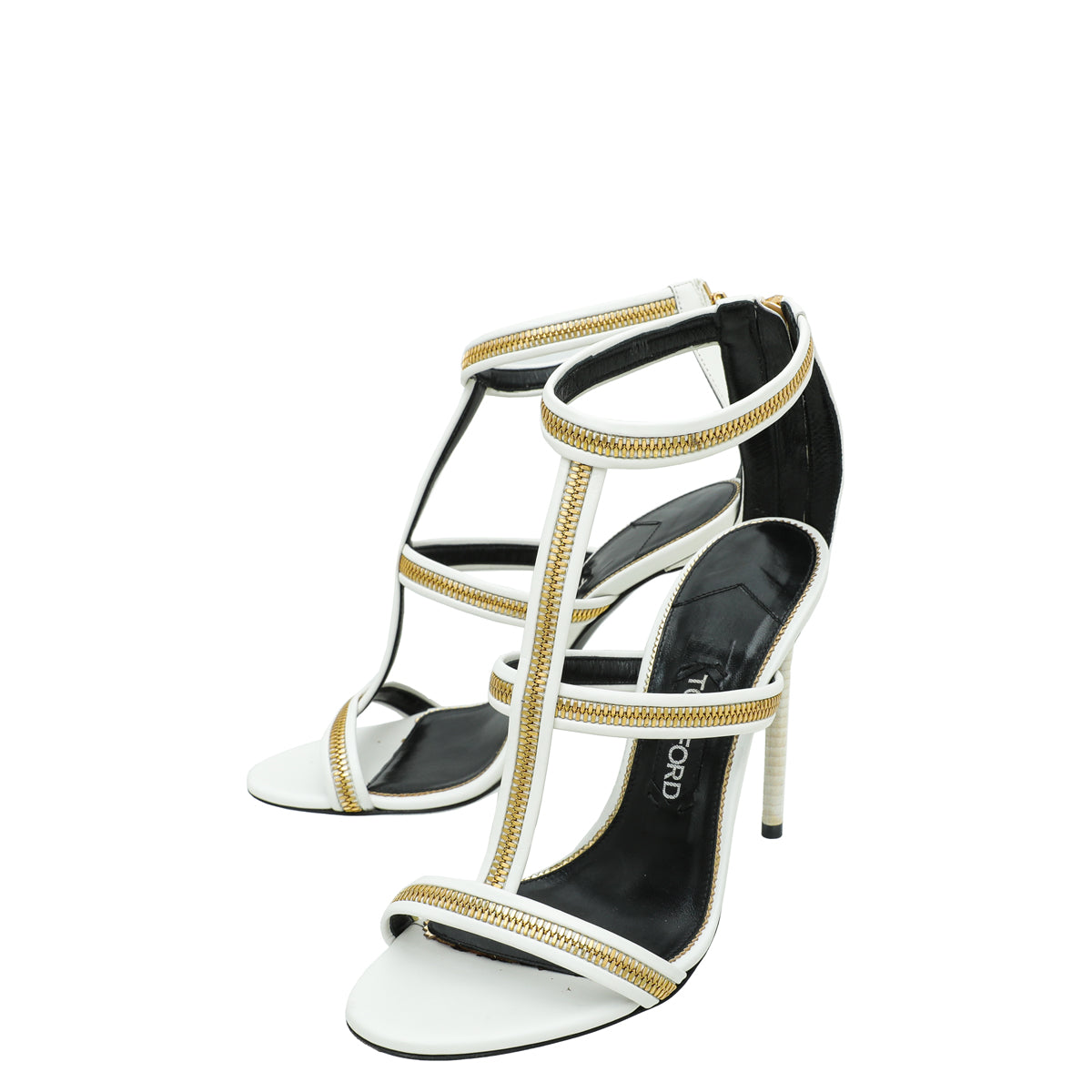 Tom Ford White Chain Ankle Strap Slides Sandal 37.5