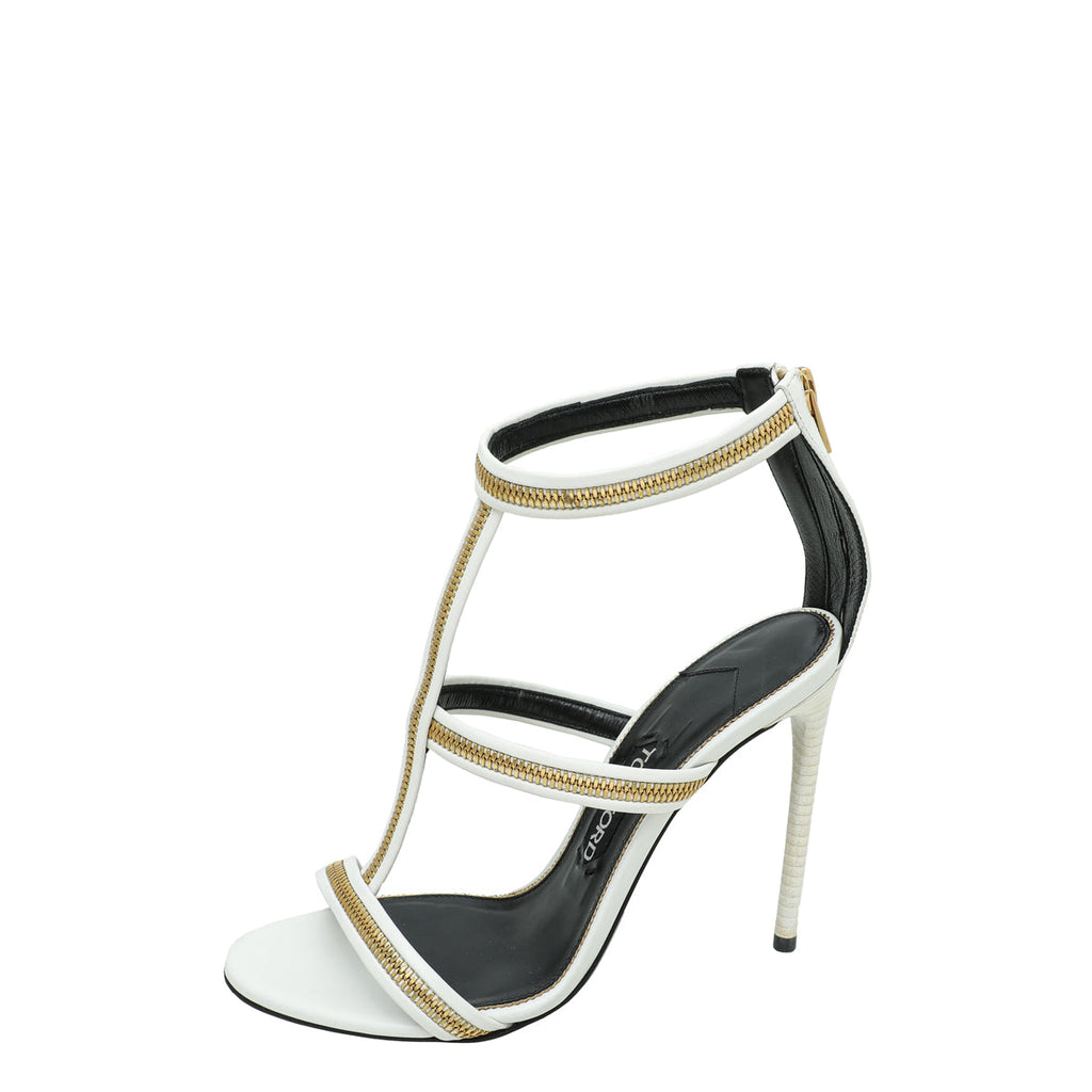 Tom Ford White Chain Ankle Strap Slides Sandal 37.5