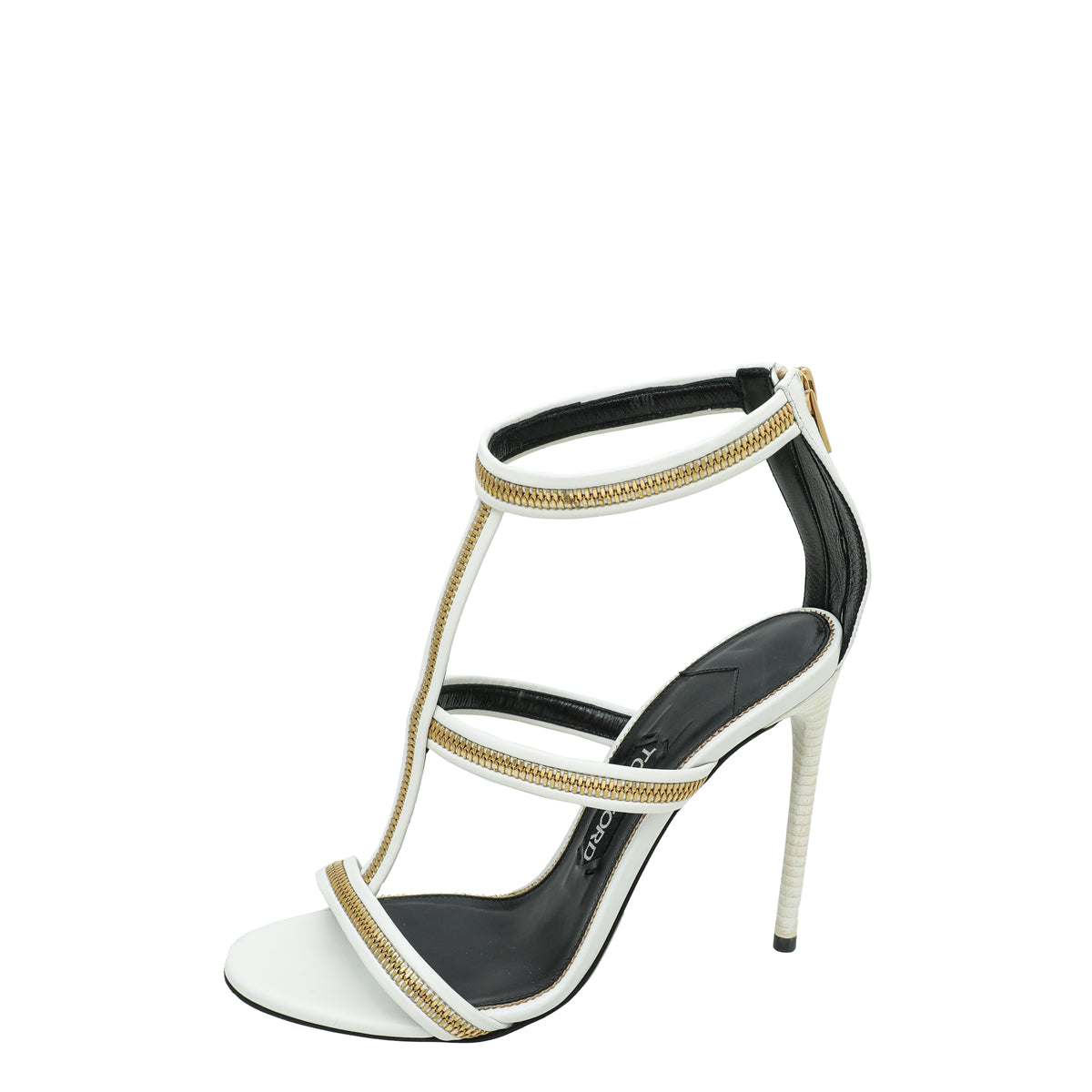 Tom Ford White Chain Ankle Strap Slides Sandal 37.5