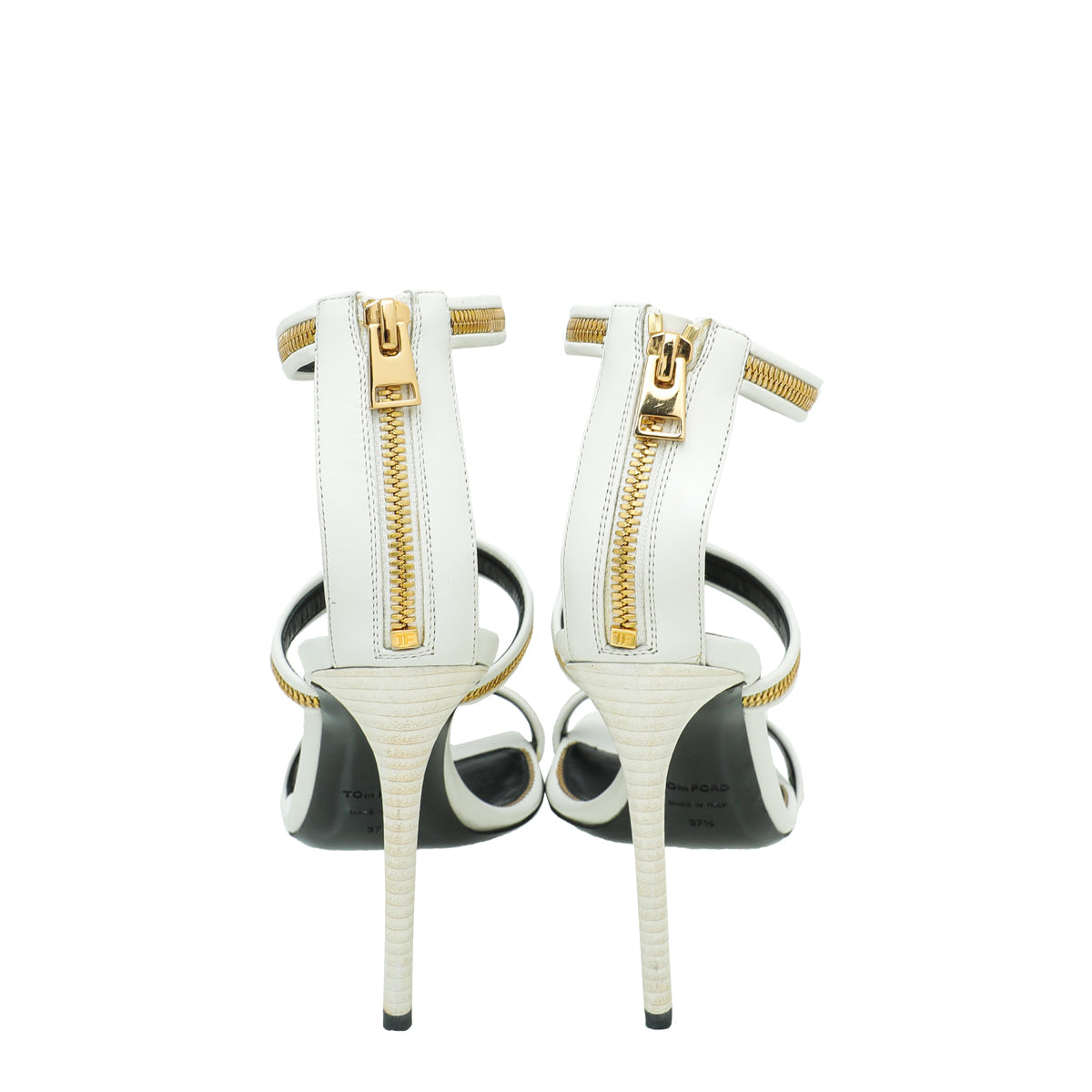 Tom Ford White Chain Ankle Strap Slides Sandal 37.5