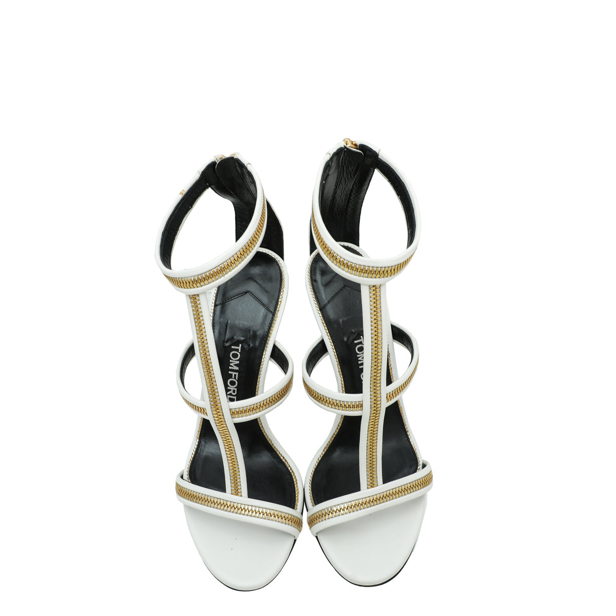 Tom Ford White Chain Ankle Strap Slides Sandal 37.5
