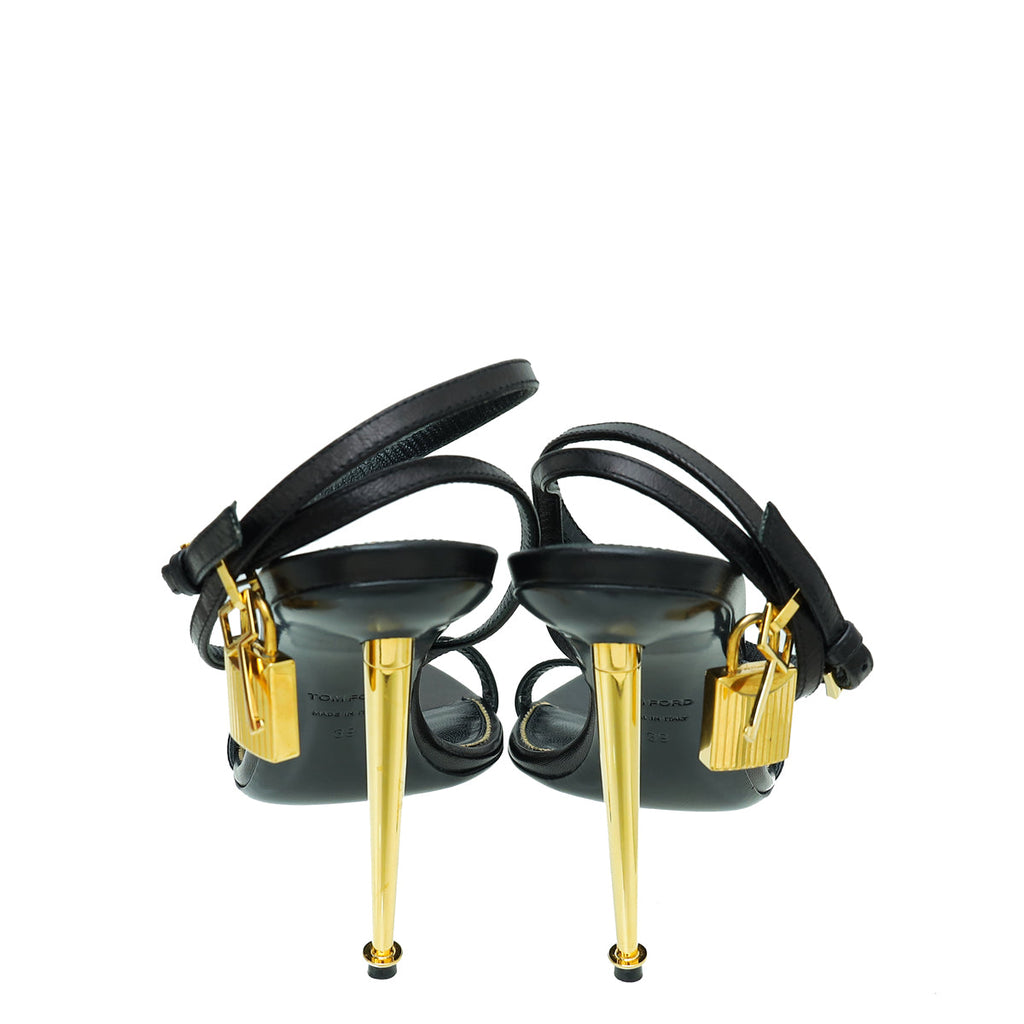 Tom Ford Black Padlock Ankle Strap Sandals 39