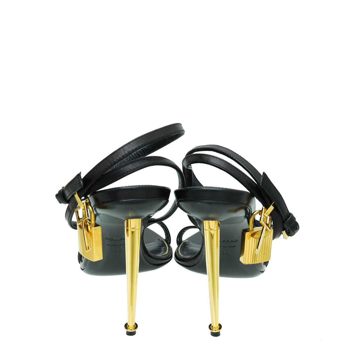 Tom Ford Black Padlock Ankle Strap Sandals 39