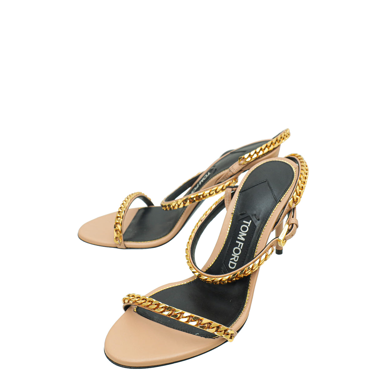 Tom Ford Nude Chain Slides Heel Sandal 36