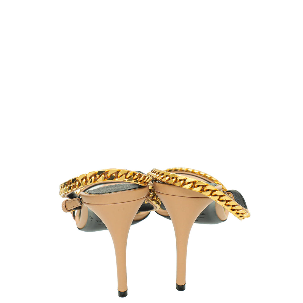 Tom Ford Nude Chain Slides Heel Sandal 36