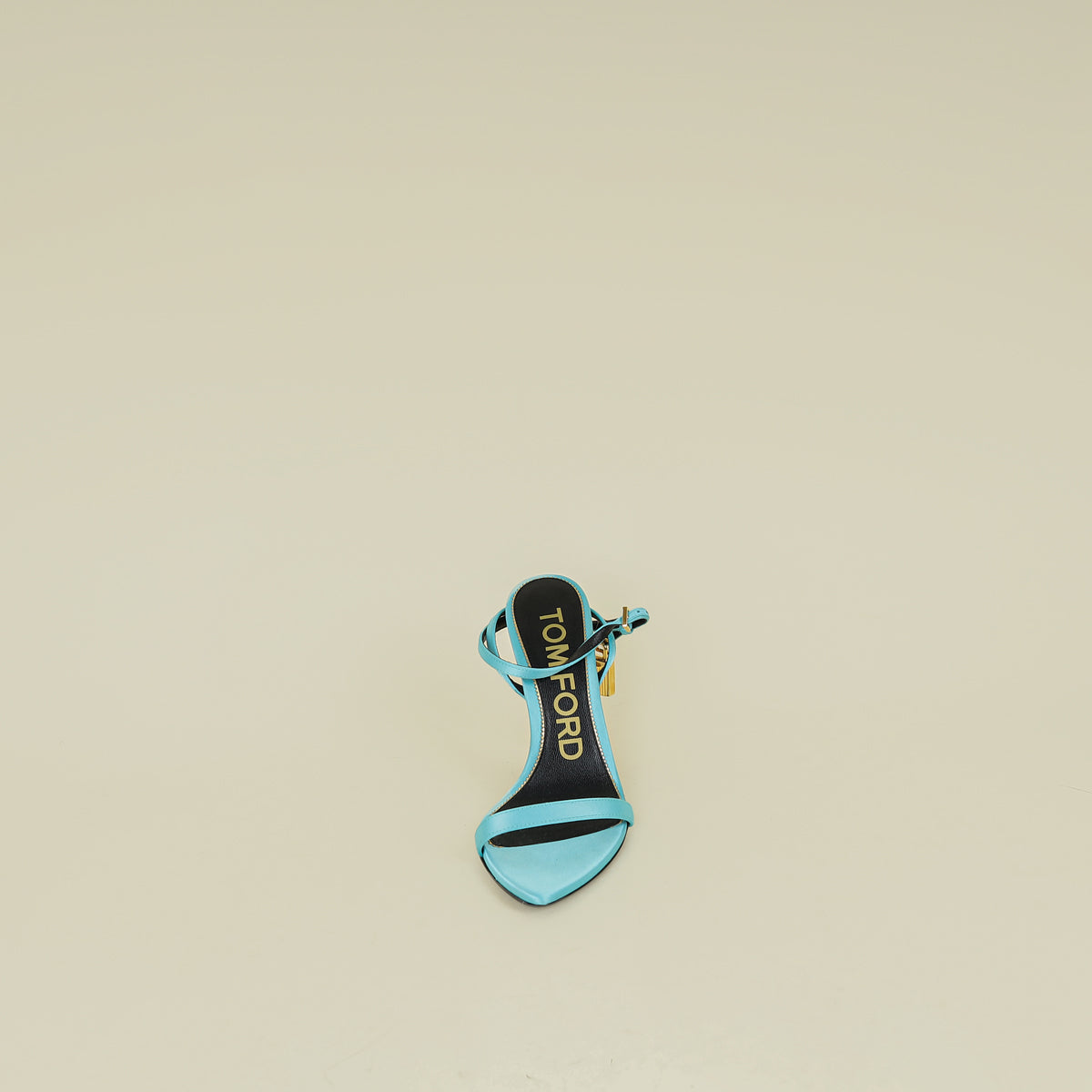 Tom Ford Turquoise Padlock Satin Ankle Wrap Sandal 36