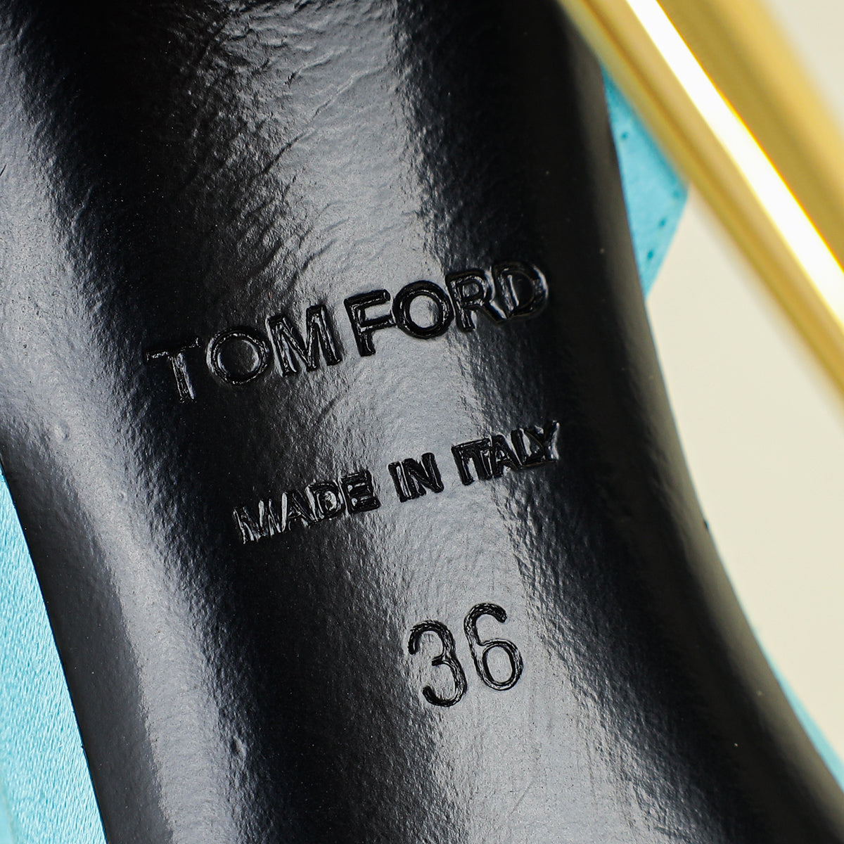 Tom Ford Turquoise Padlock Satin Ankle Wrap Sandal 36