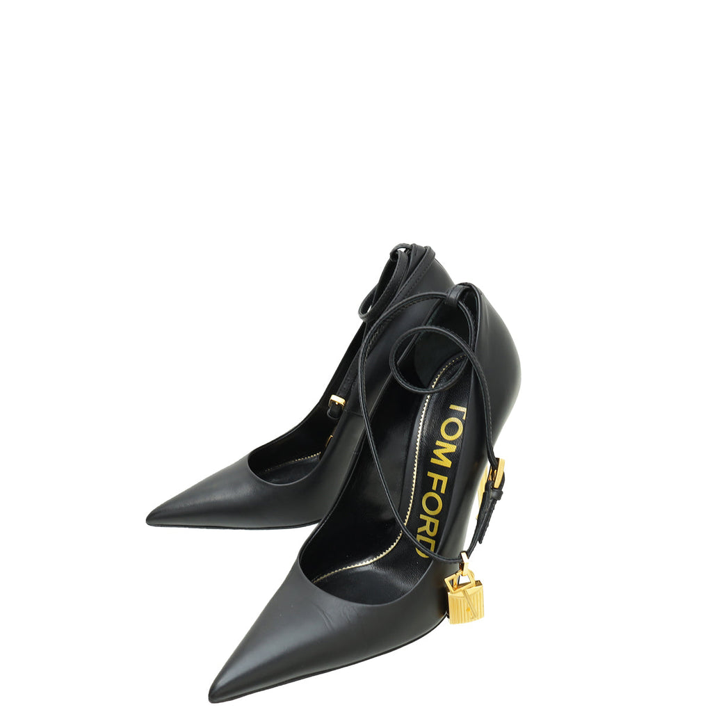 Tom Ford Black Lock Ankle Strap Pump 37.5