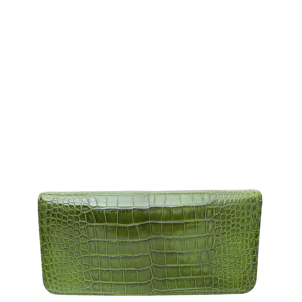 Tom Ford Olive Green Alligator Natalia East West Clutch Bag