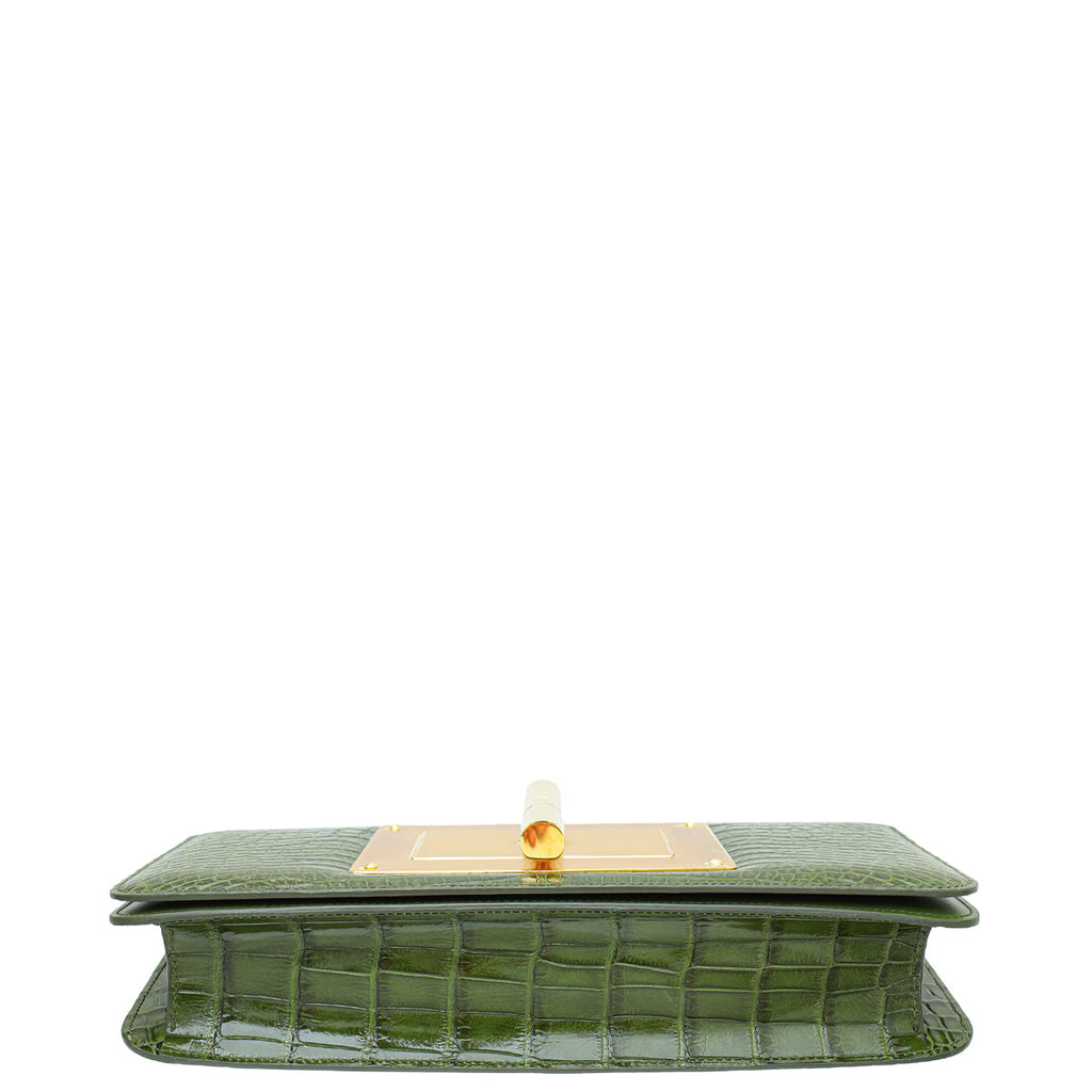 Tom Ford Olive Green Alligator Natalia East West Clutch Bag