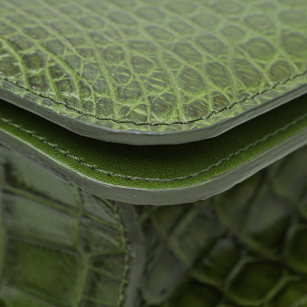Tom Ford Olive Green Alligator Natalia East West Clutch Bag