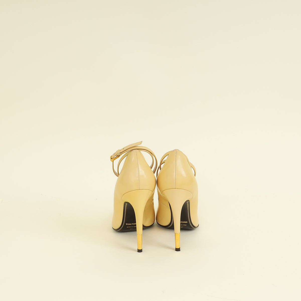 Tom Ford Beige Padlock Ankle Wrap Pump 37