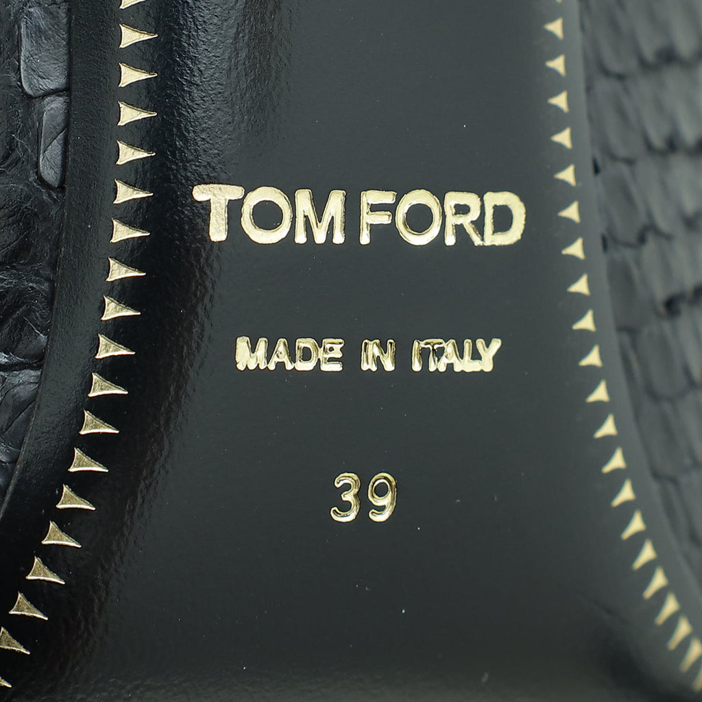 Tom Ford Black Python Padlock Ankle Wrap Pumps 39