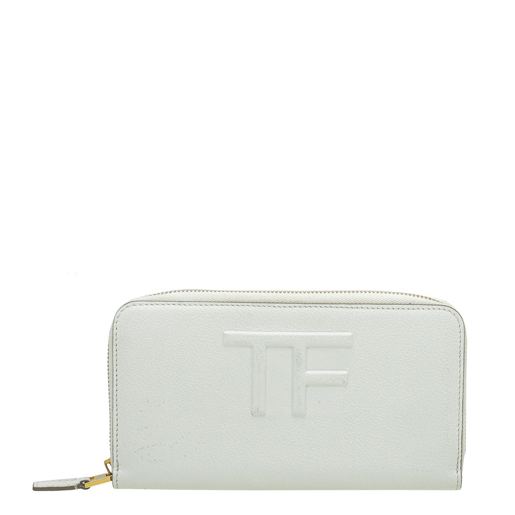Tom Ford White TF Zip Around Wallet
