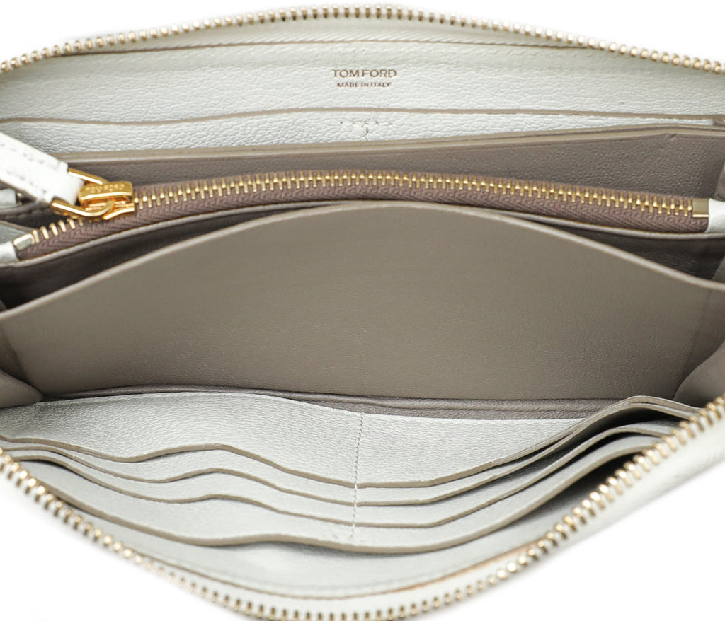 Tom Ford White TF Zip Around Wallet