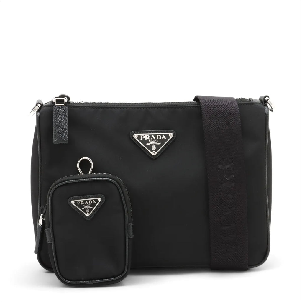 Prada Black Re-Nylon and Saffiano Leather Shoulder Bag [Clearance Sale]