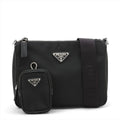 Prada Black Re-Nylon and Saffiano Leather Shoulder Bag [Clearance Sale]
