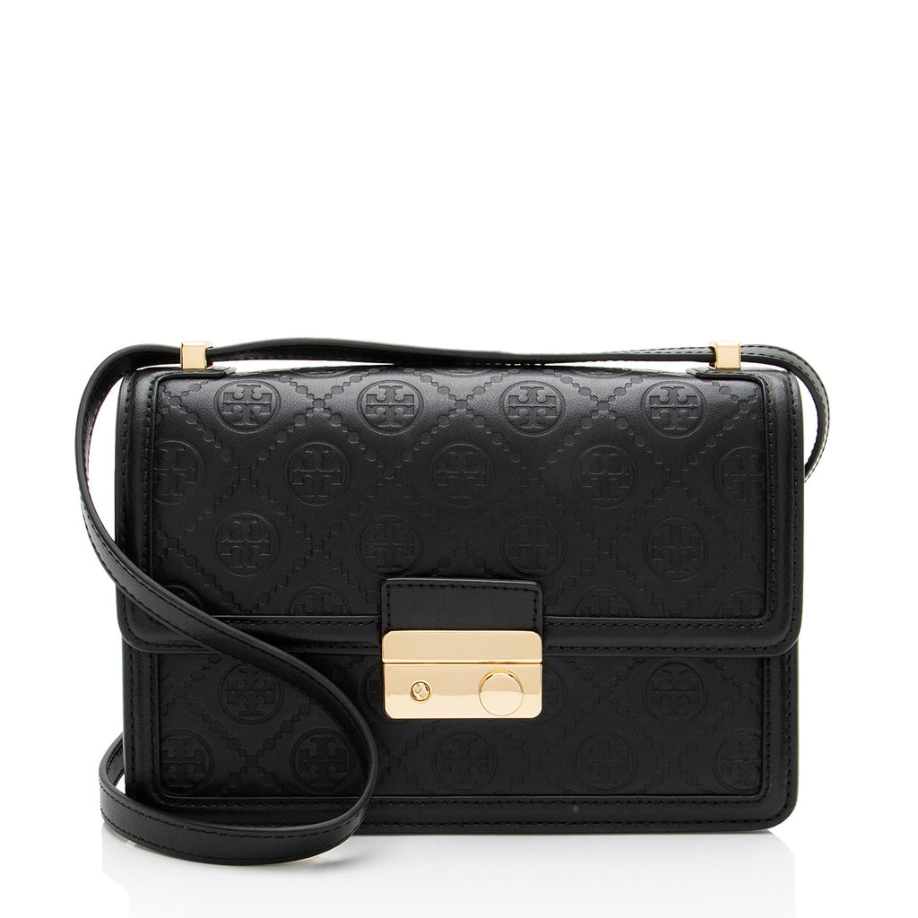 Tory Burch Embossed Leather T Monogram Shoulder Bag