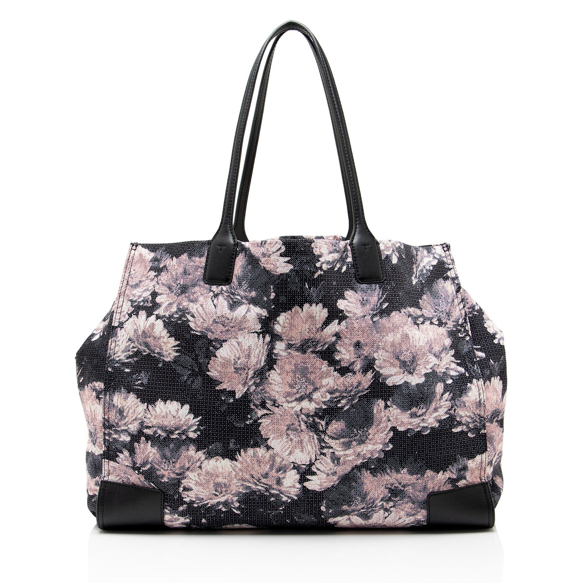 Tory Burch Floral Nylon Leather Ella Tote
