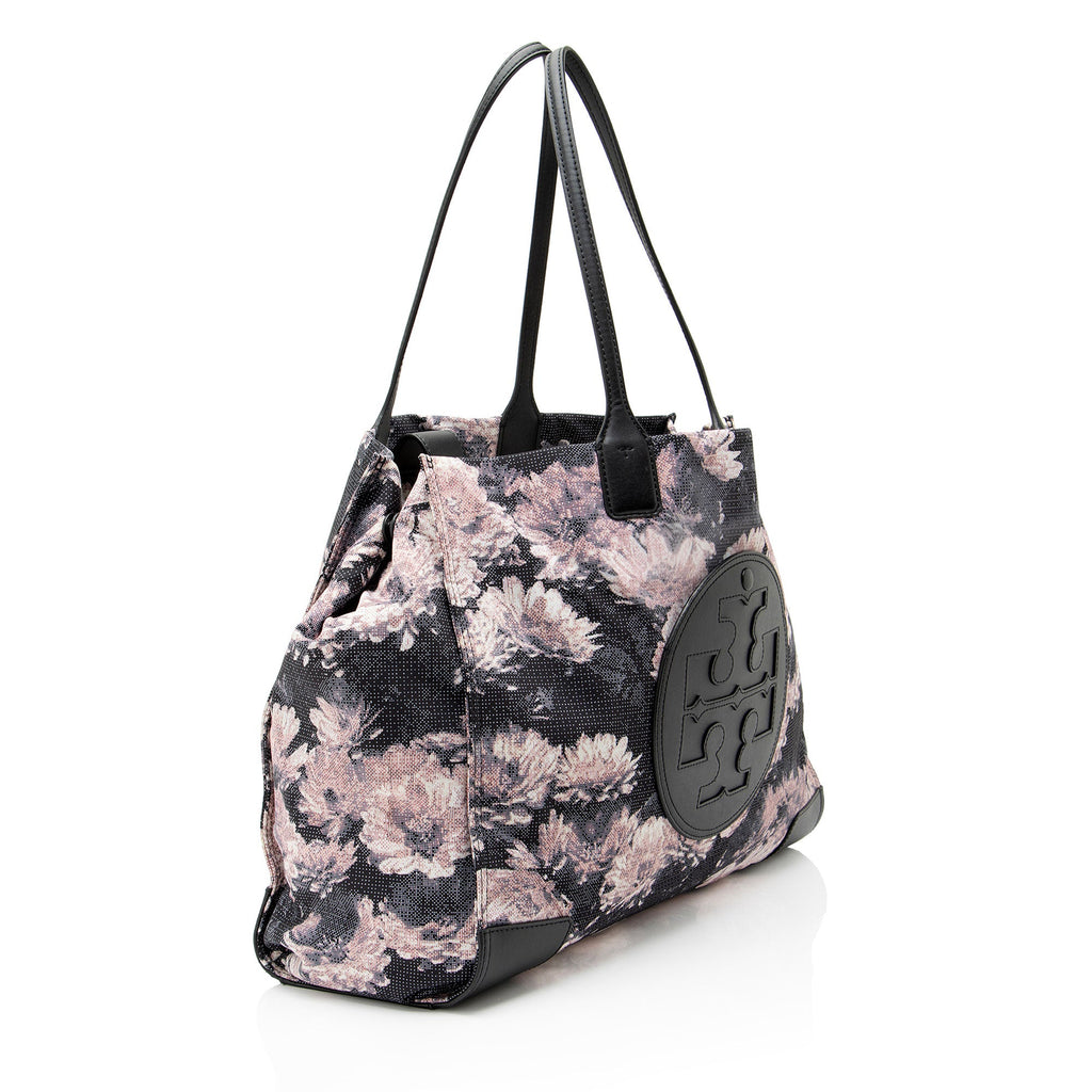 Tory Burch Floral Nylon Leather Ella Tote