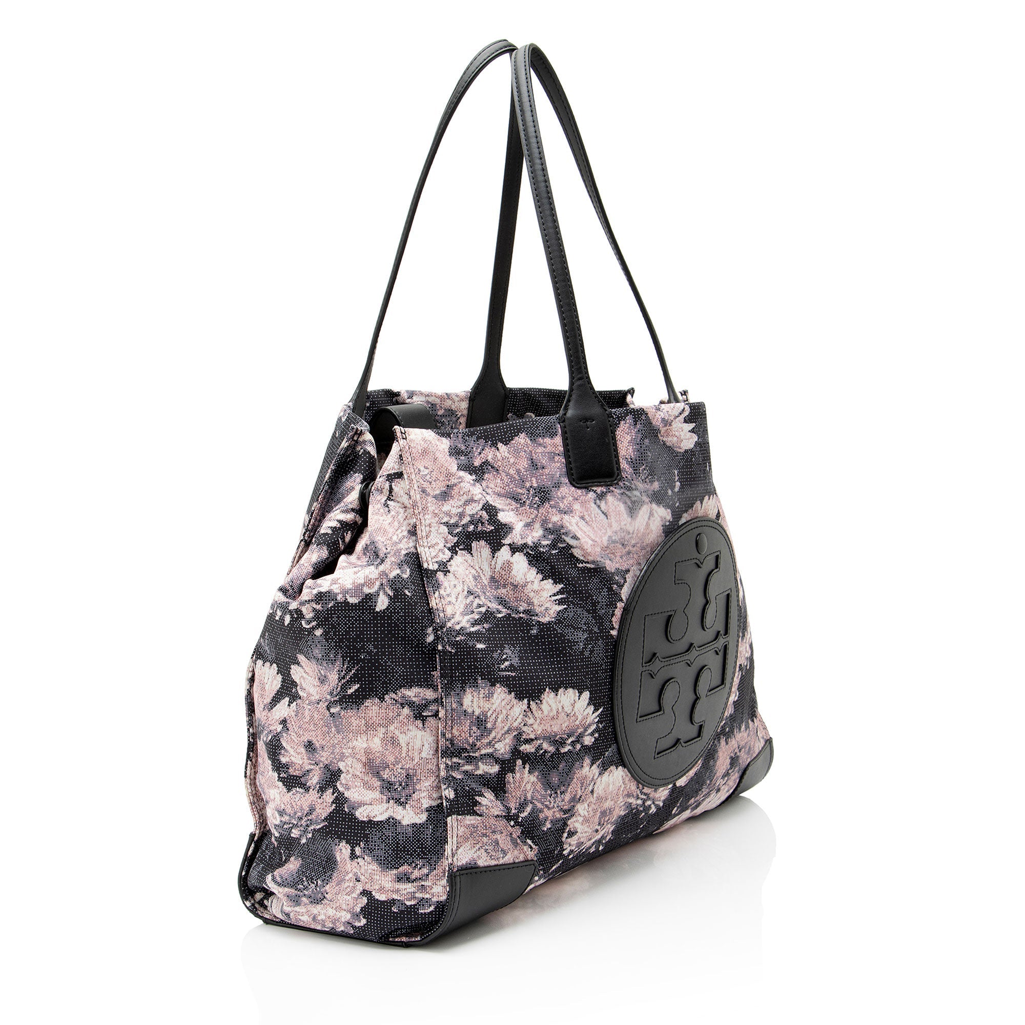 Tory Burch Floral Nylon Leather Ella Tote
