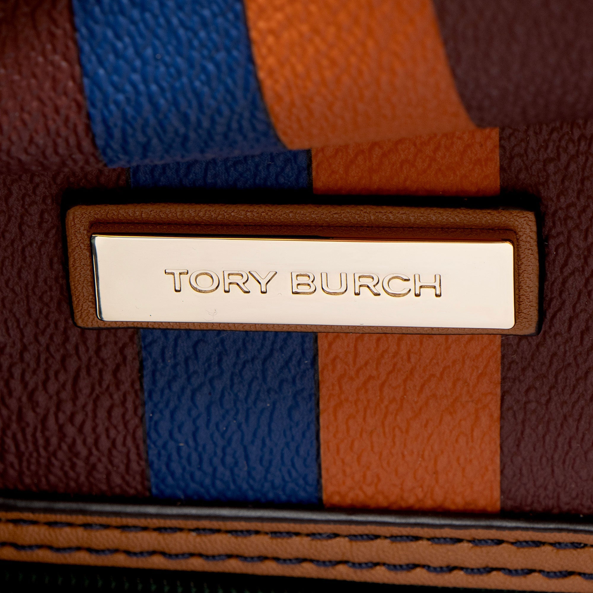 Tory Burch Leather Striped Kerrington Shopper Tote