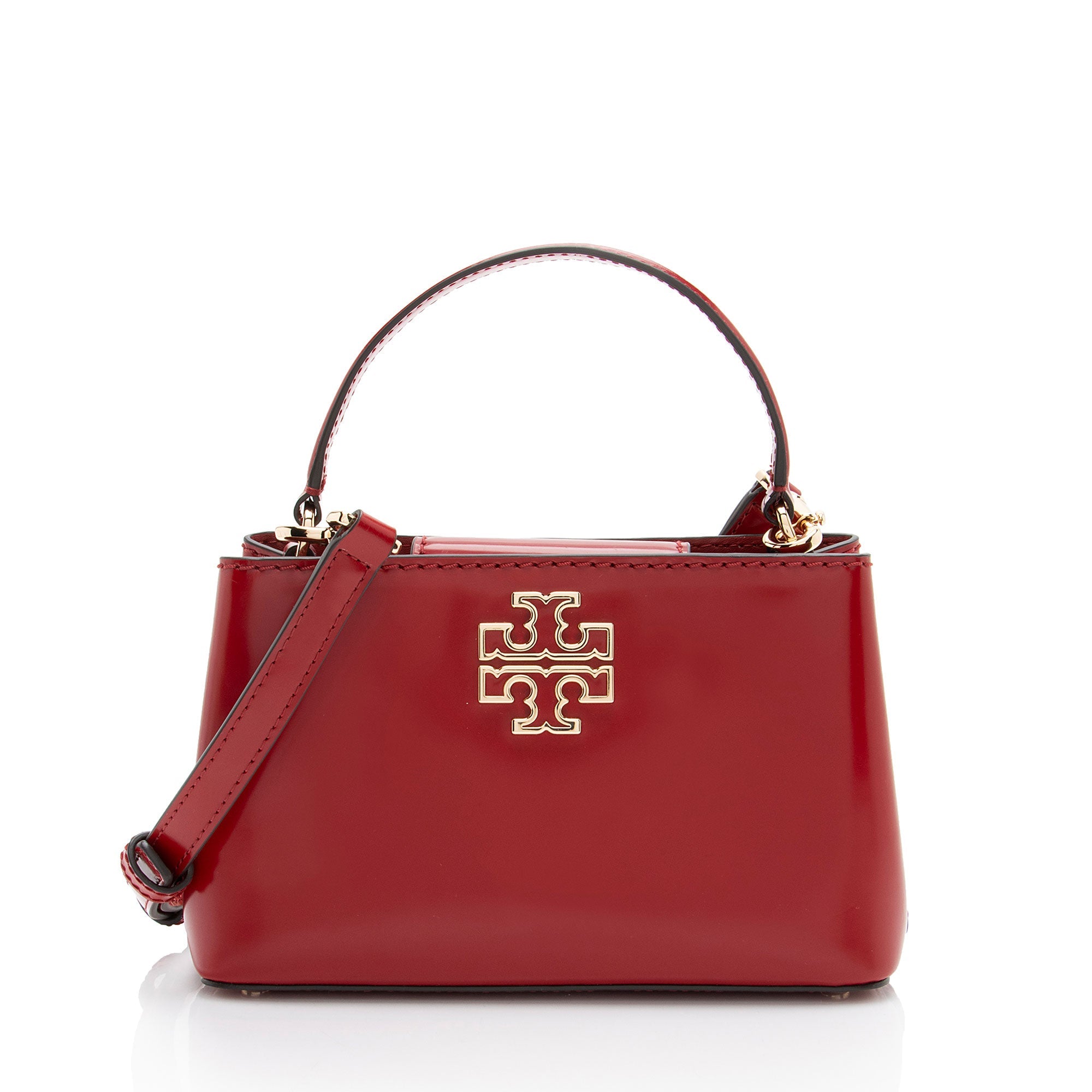 Tory Burch Patent Leather Britten Micro Top Handle