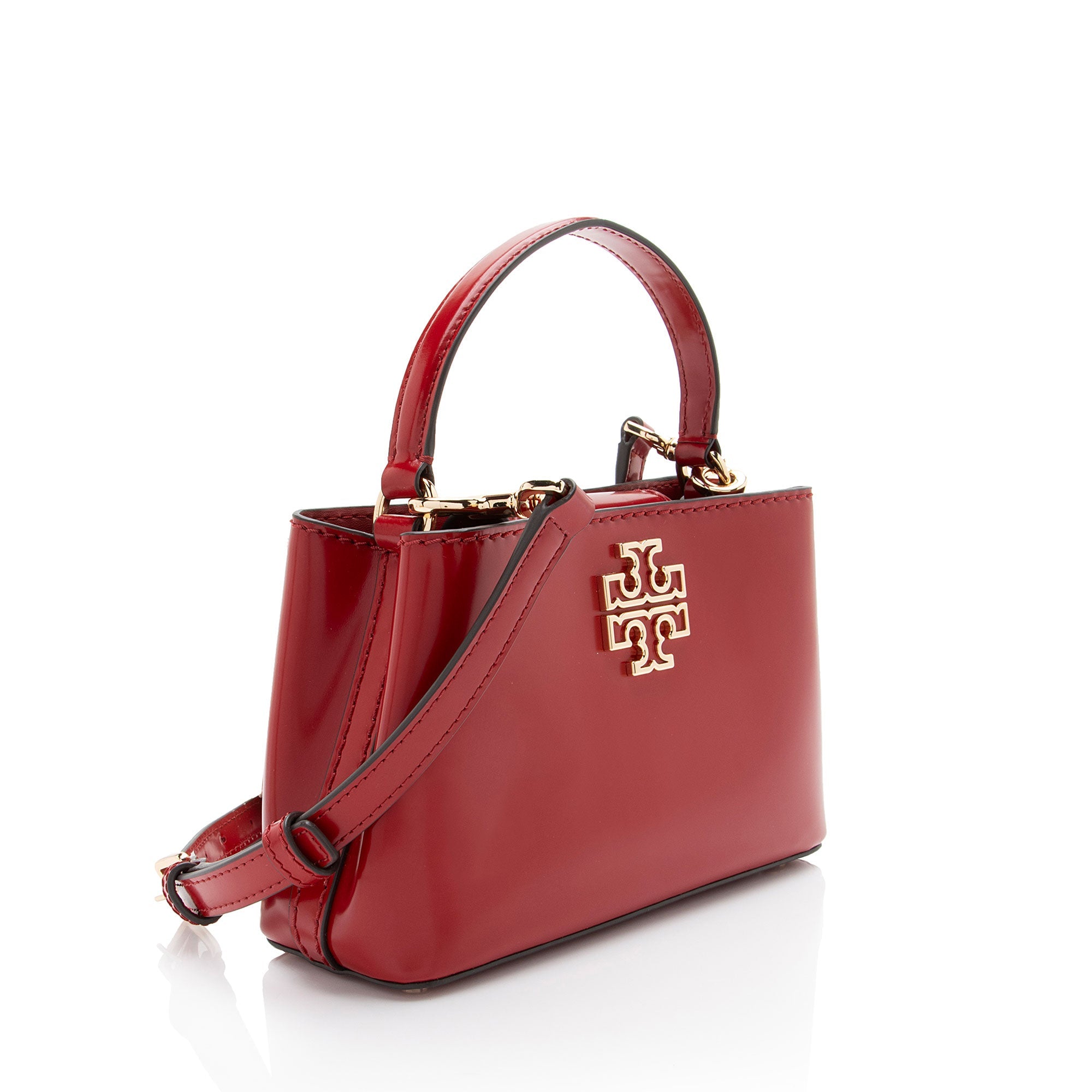 Tory Burch Patent Leather Britten Micro Top Handle