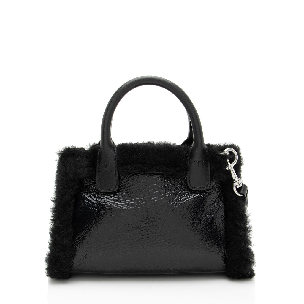 Tory Burch Patent Leather Shearling Ella Mini Tote