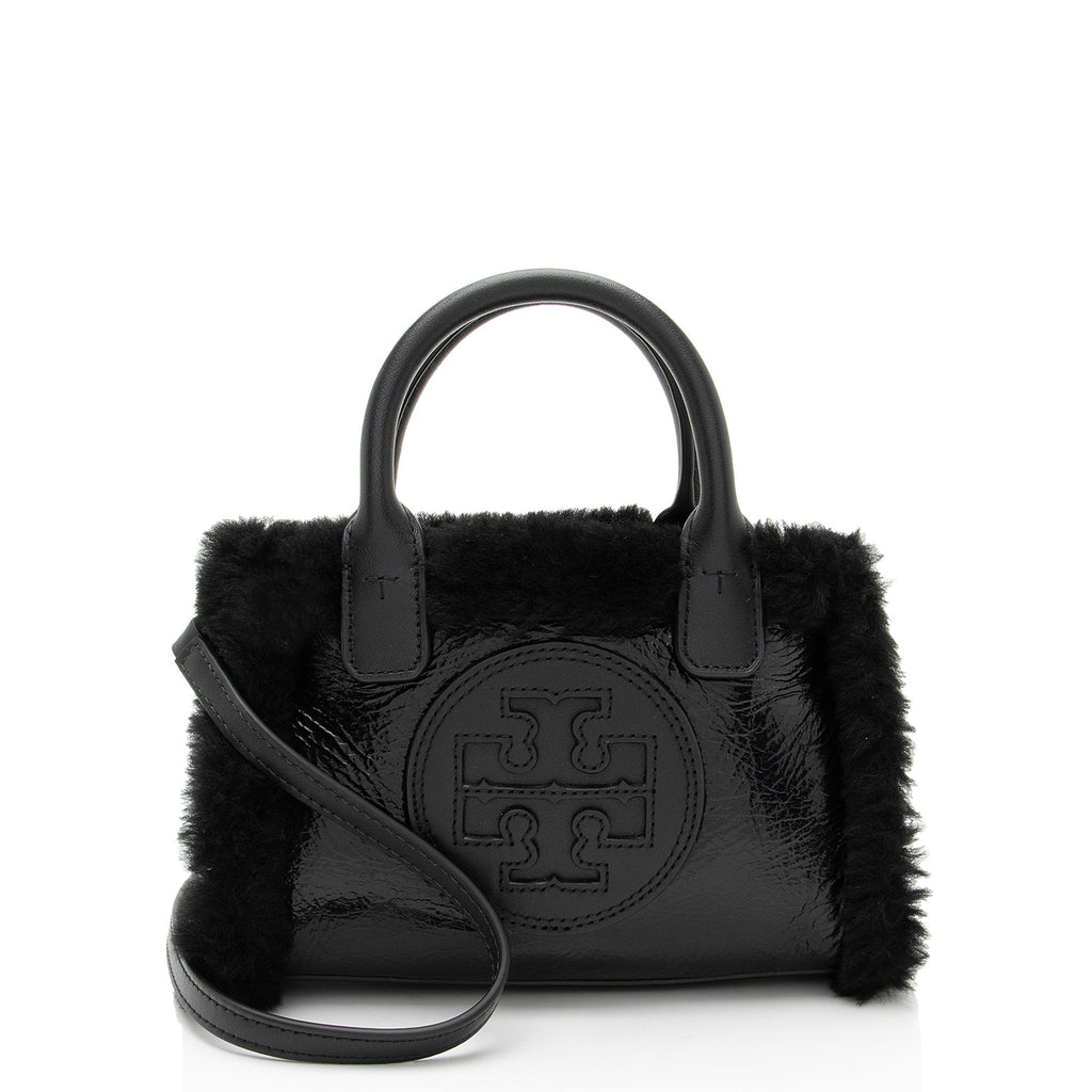Tory Burch Patent Leather Shearling Ella Mini Tote