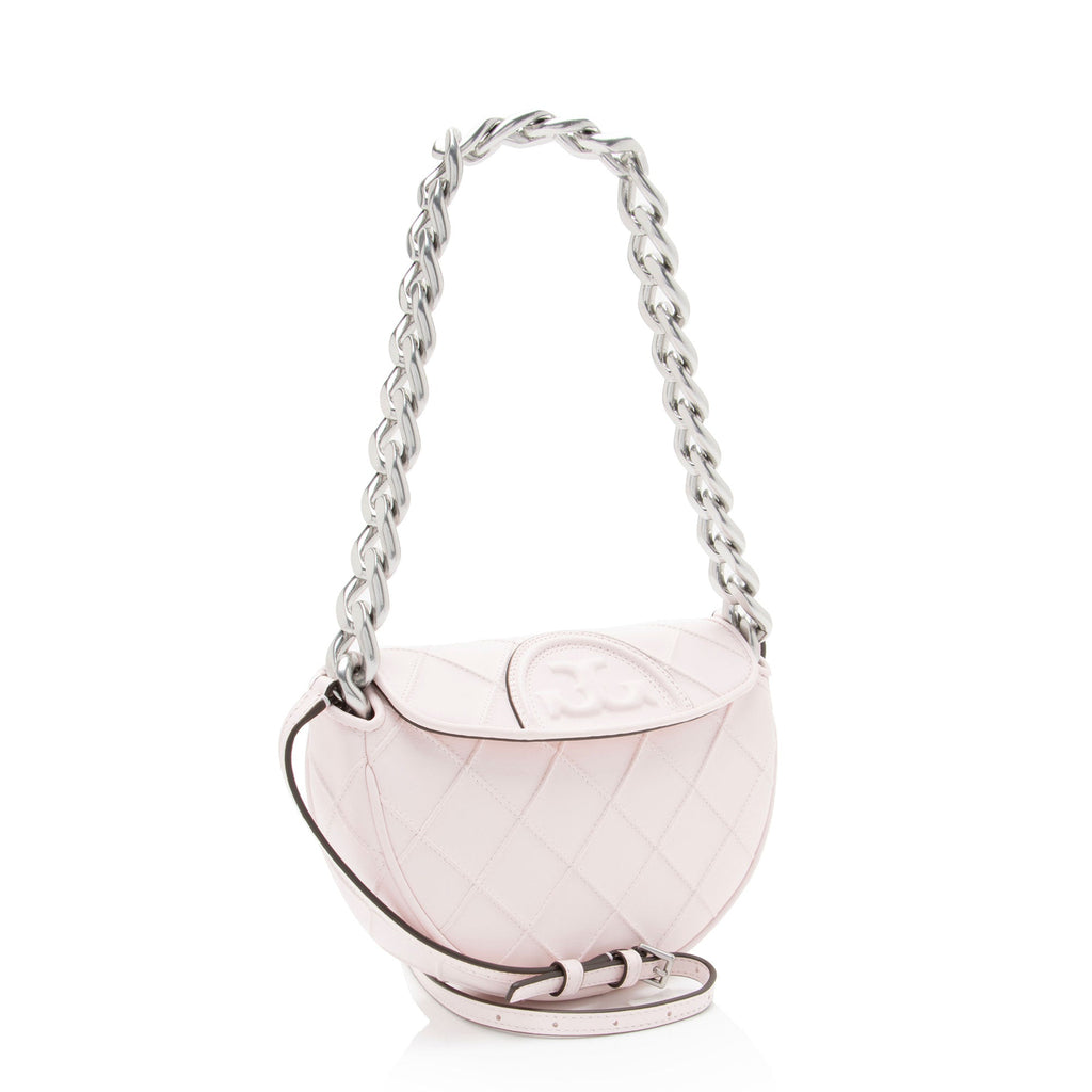 Tory Burch Quilted Leather Fleming Crescent Mini Shoulder Bag